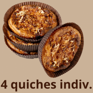 Quiche lardons, pdt et oignons indiv. (lot de 4) BIO*