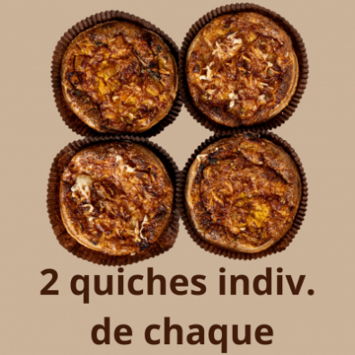 Quiches: lot de 2 légumes et 2 lardons BIO*
